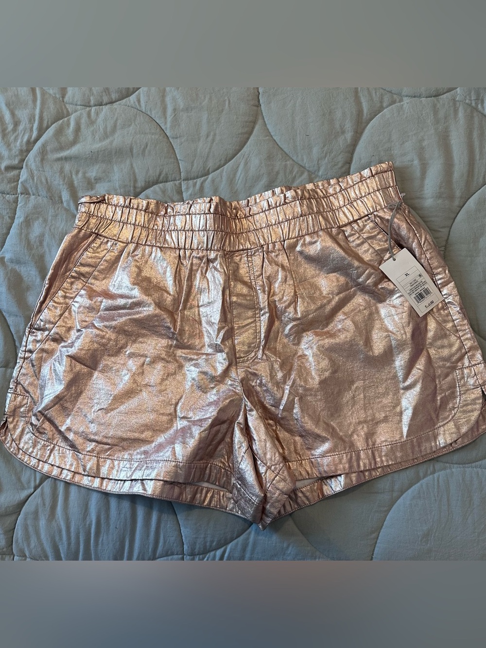 a new day Metallic Rose Gold Elastic-Waist Athletic Shorts